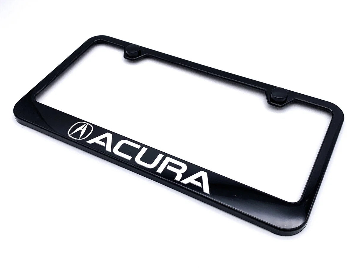 License Plate Frame Black Plastic with White Acura Logo for Acura (2000–2024)