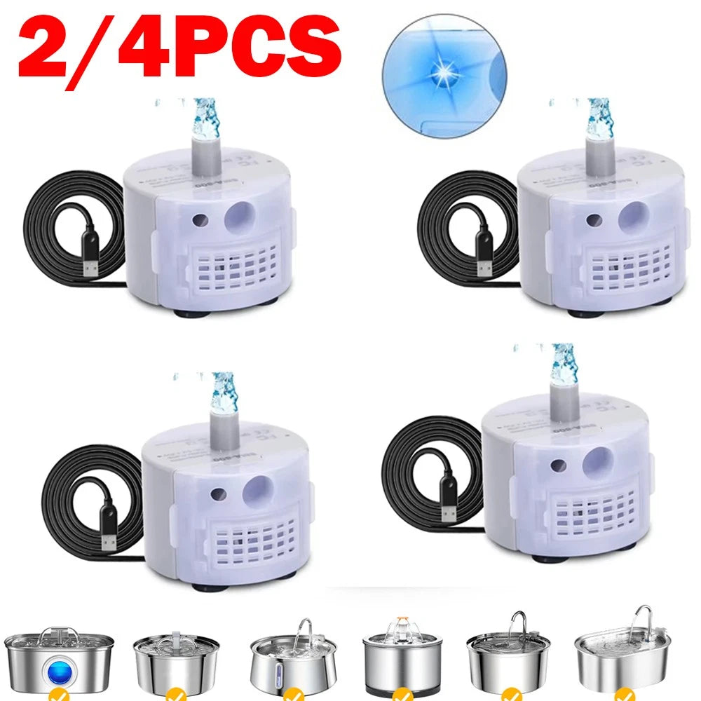 2X USB Rechargeable LED Cat Water Dispenser Pump Pet Drinking Fountain