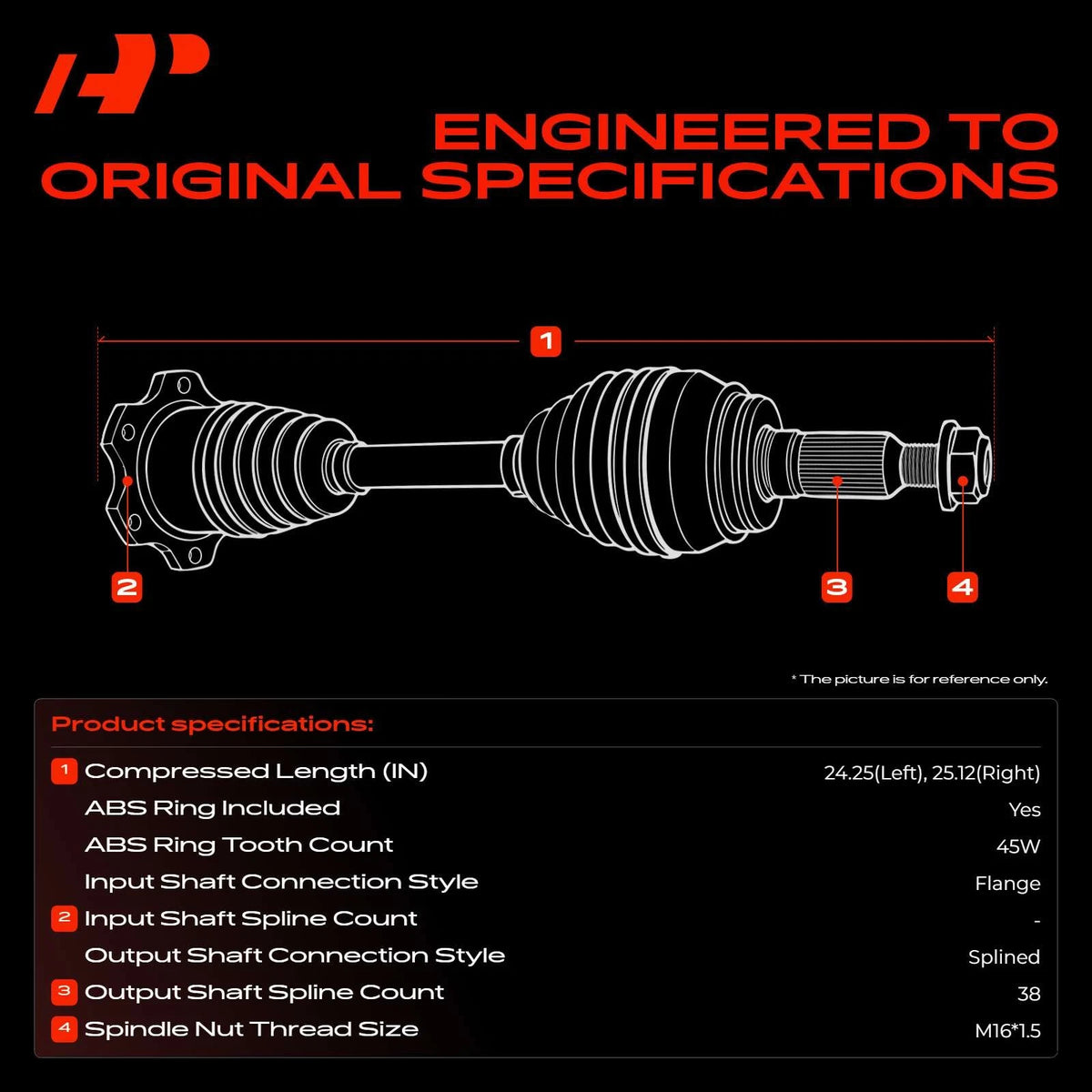 A-Premium Pair Front CV Axle Assembly for Audi A4 S4 (2000–2002) 1700-204014, 1700-204015