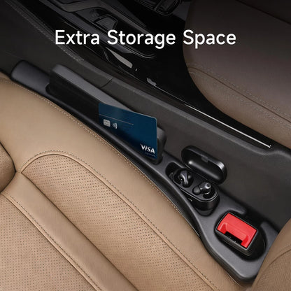 Car Seat Gap Filler Set of 2 for Universal Fit (3-in-1, Black)