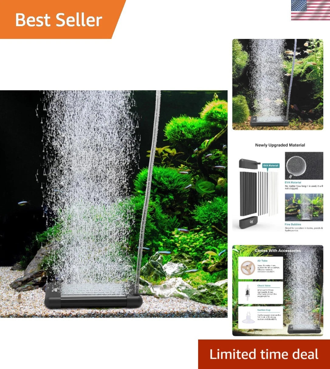 Complete Aquarium Aeration Kit with EVA Bubbler & Tubing