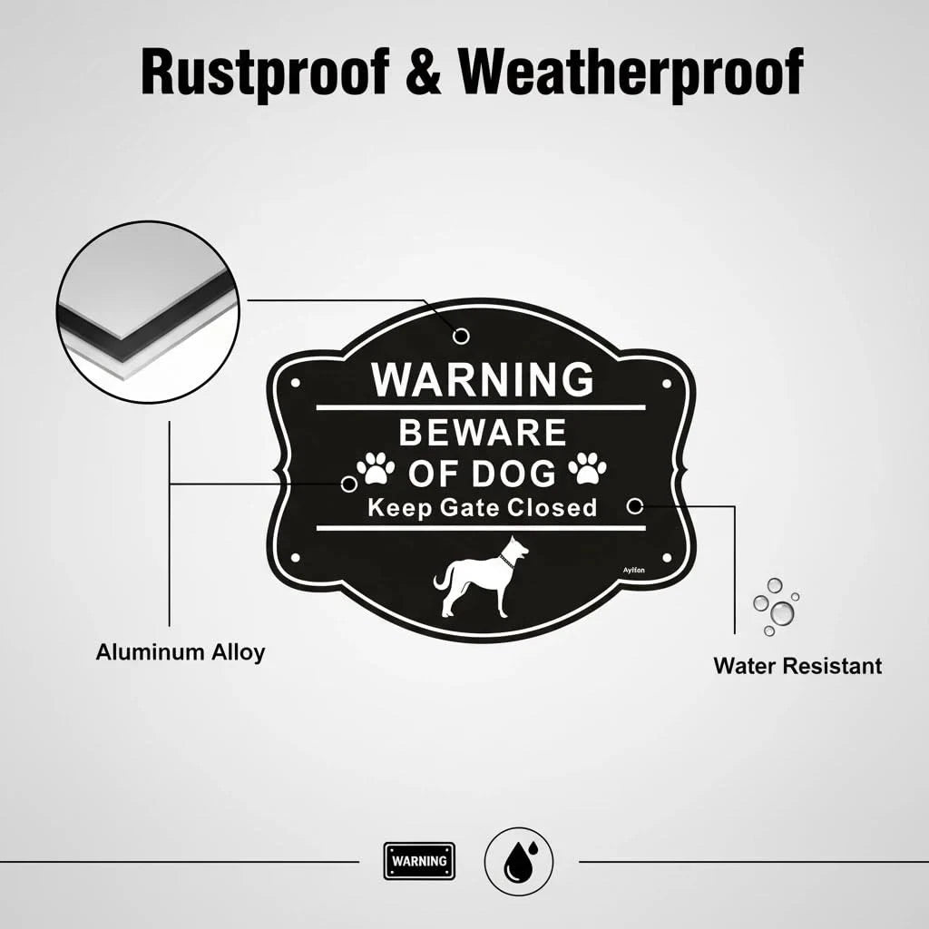 2 Pack Beware of Dog Signs for Fence 10"x8"