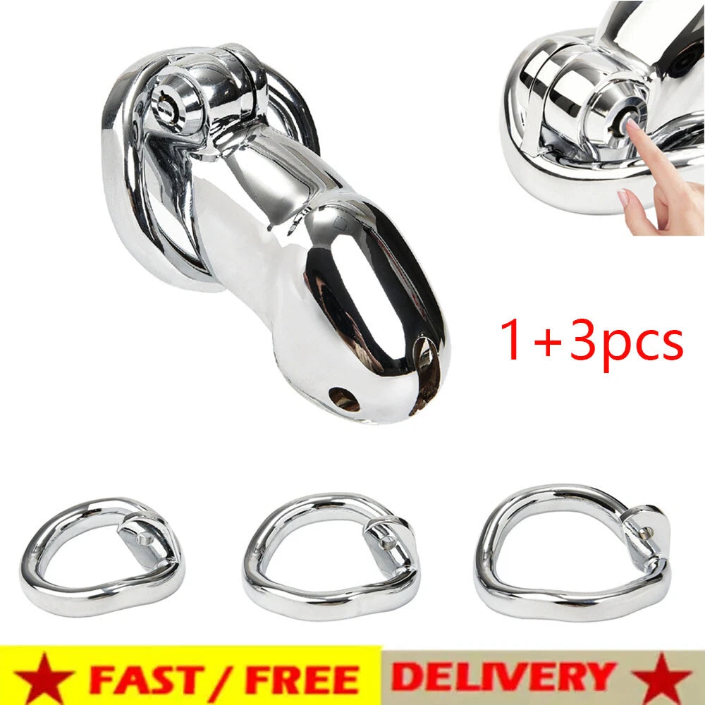 Stainless Steel Male Chastity Device for Click&Lock (2024)