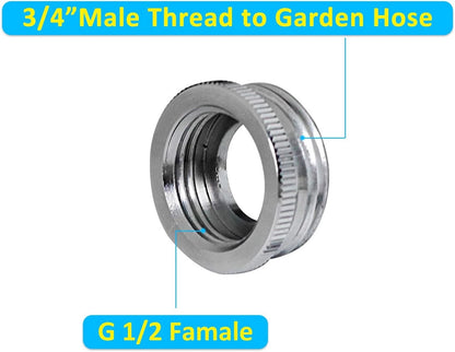 Garden Hose Adapter Female G1/2 to Male 3/4'' GHTM Chrome