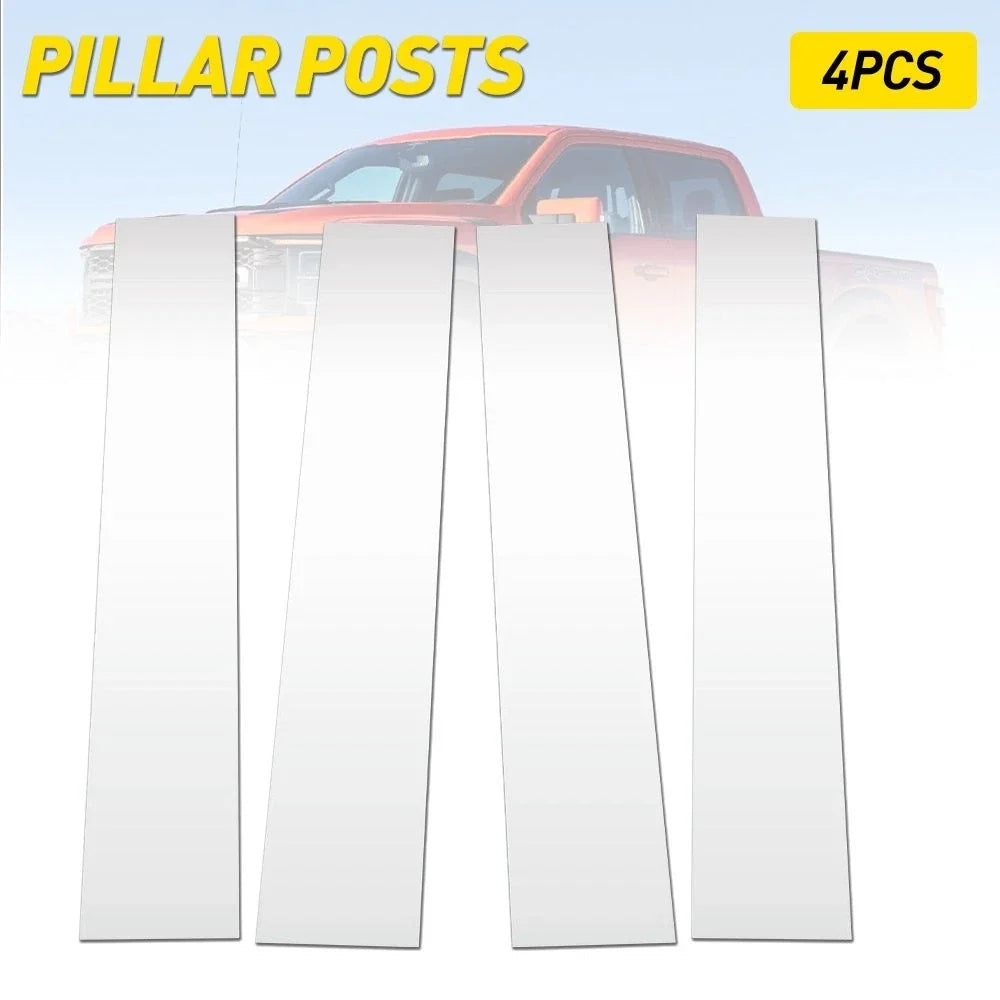 Set of 4 Chrome Pillar Post Door Window Trim Covers for Ford F150 (2004–2014)