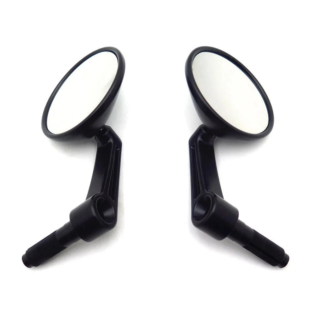 1 Pair Black Round Bar End Rearview Side Mirror for Cafe Racer