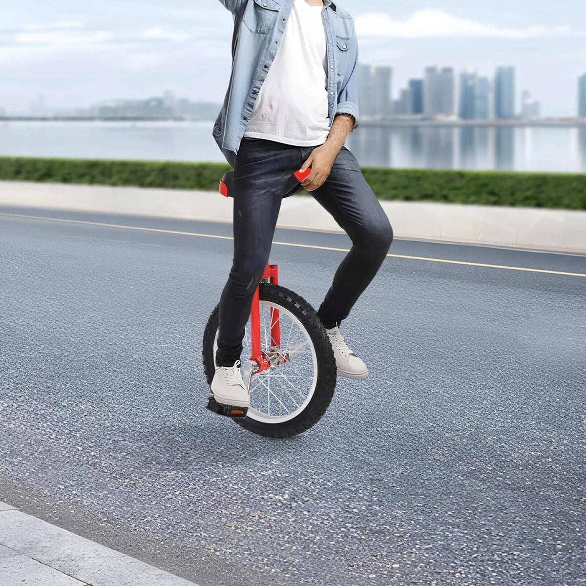 16" Unicycle for Adults Kids - Adjustable Balance Exercise Bike