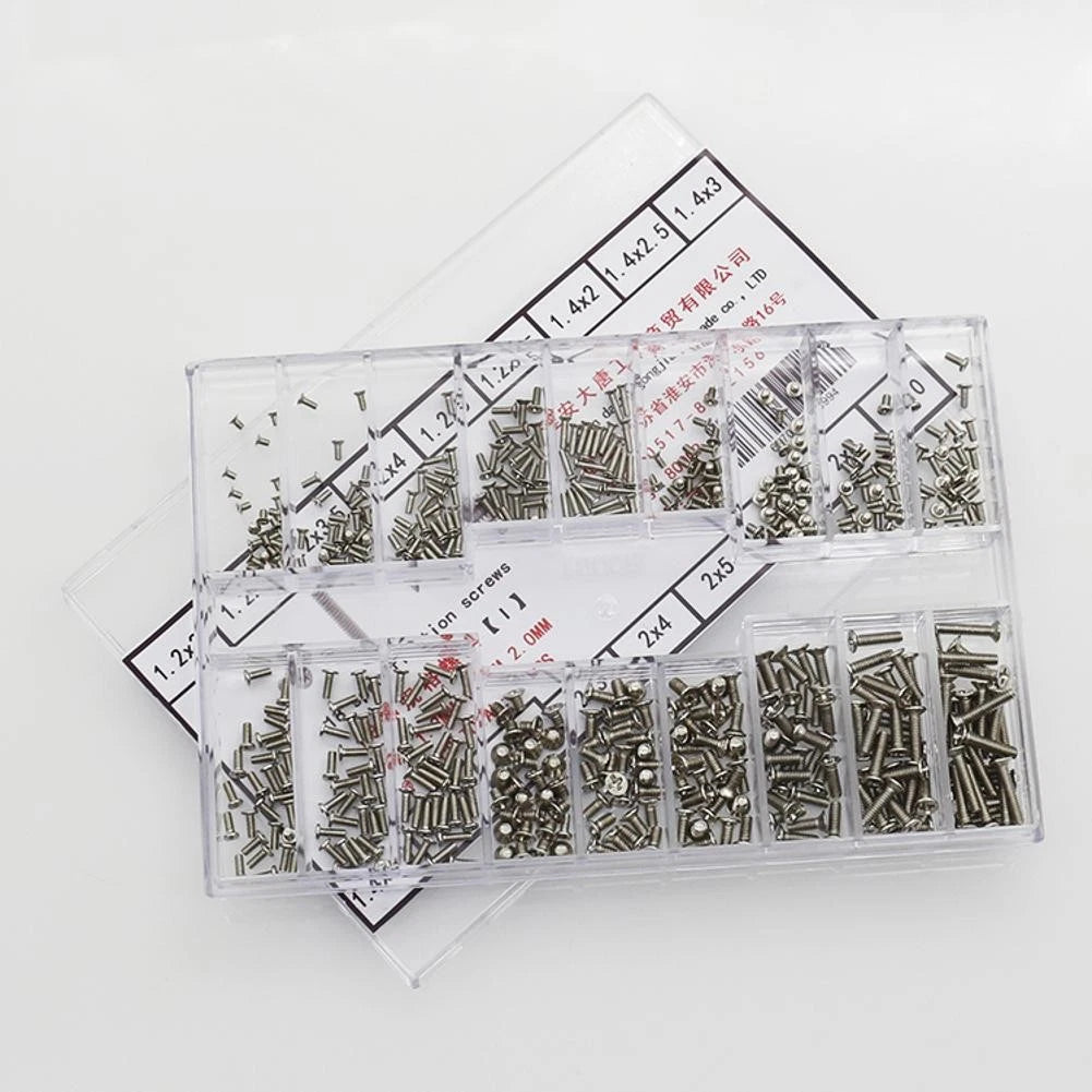 Set of 18 Stainless Steel Mini Screws for Watch Back Case or Eyeglasses