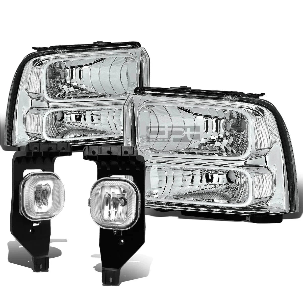 Chrome Clear Headlight + Turn Signal Lamp + OE Bumper Fog Light for Super Duty (2005–2007)