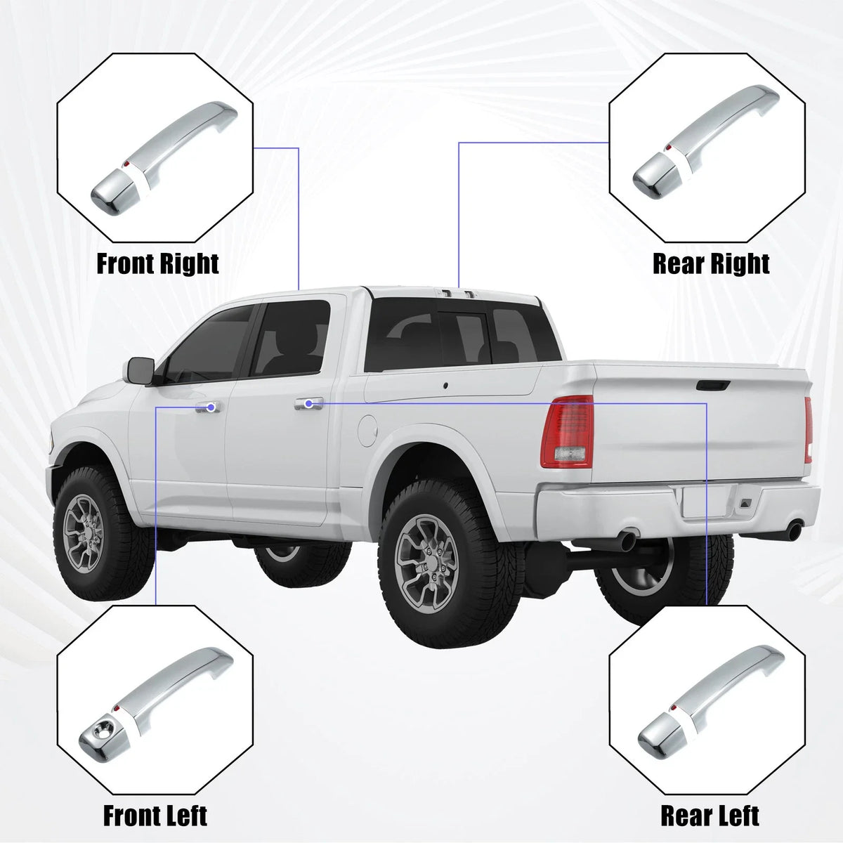Set of 4 Car Exterior Door Handle Covers for Toyota Tundra, Sequoia (2007–2021)