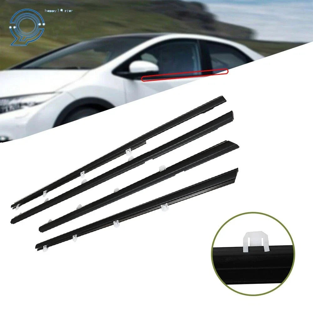 Set of 4 Window Moulding Trim Seals for Honda Civic (2012–2015)