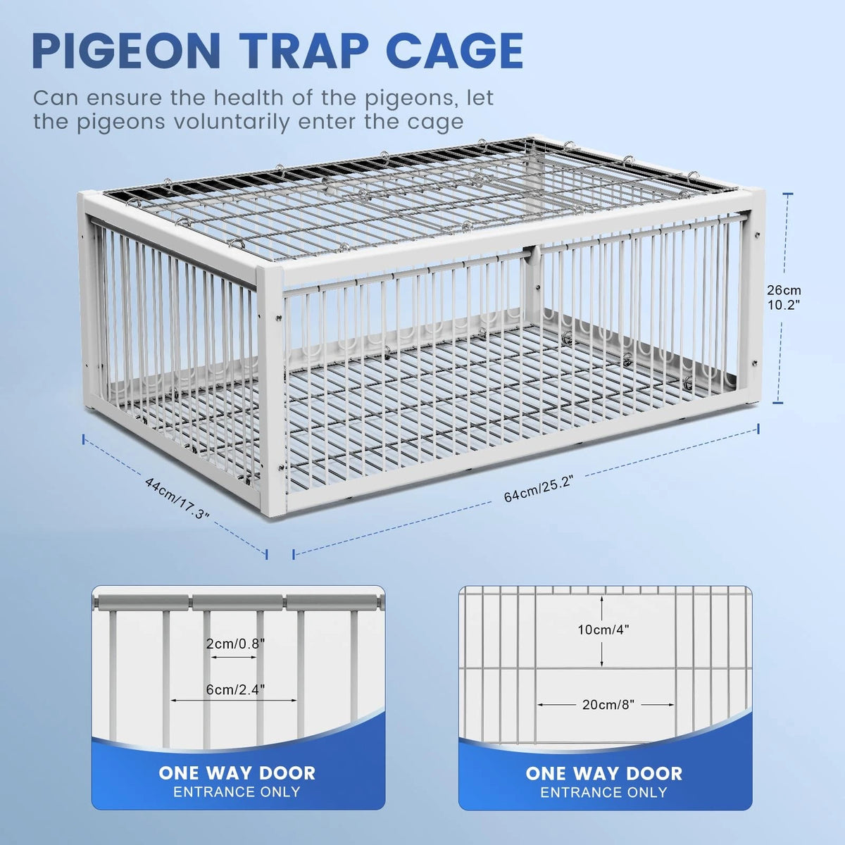 Pigeon Trap Cage for Small Birds - Folding One-Way Silver