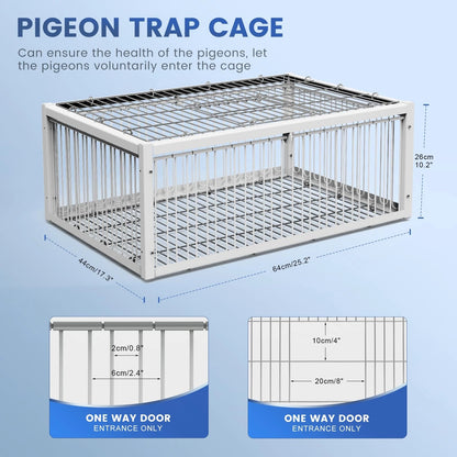 Pigeon Trap Cage for Small Birds - Folding One-Way Silver