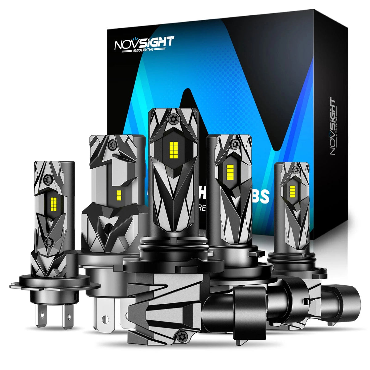 Set of 4 LED Headlight Bulbs for NOVSIGHT (9005 9006 H11 H7 H4)