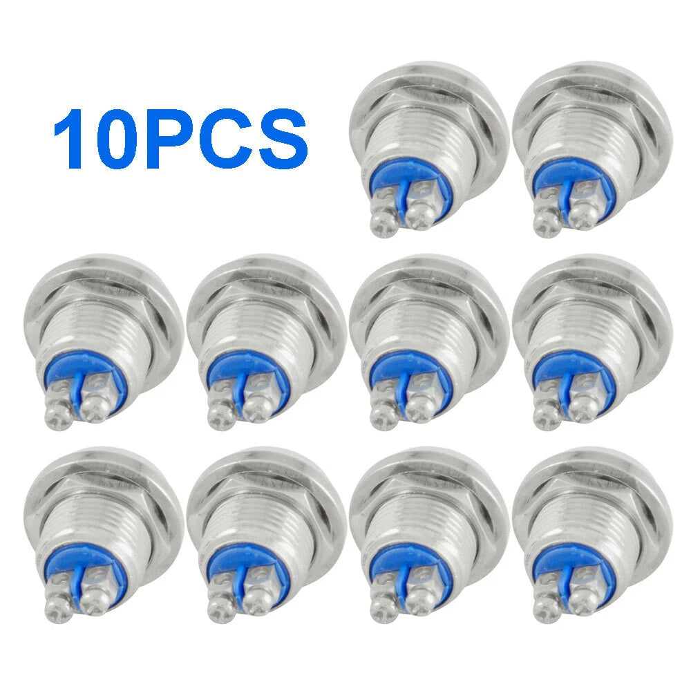Set of 5 Stainless Steel Boat Horn Momentary Push Button Starter Switches