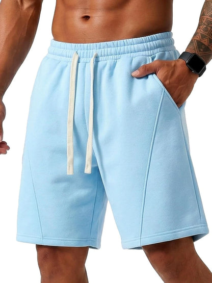 Men's Baggy Sky Blue Cotton Fleece Athletic Workout Gym Shorts X-Large