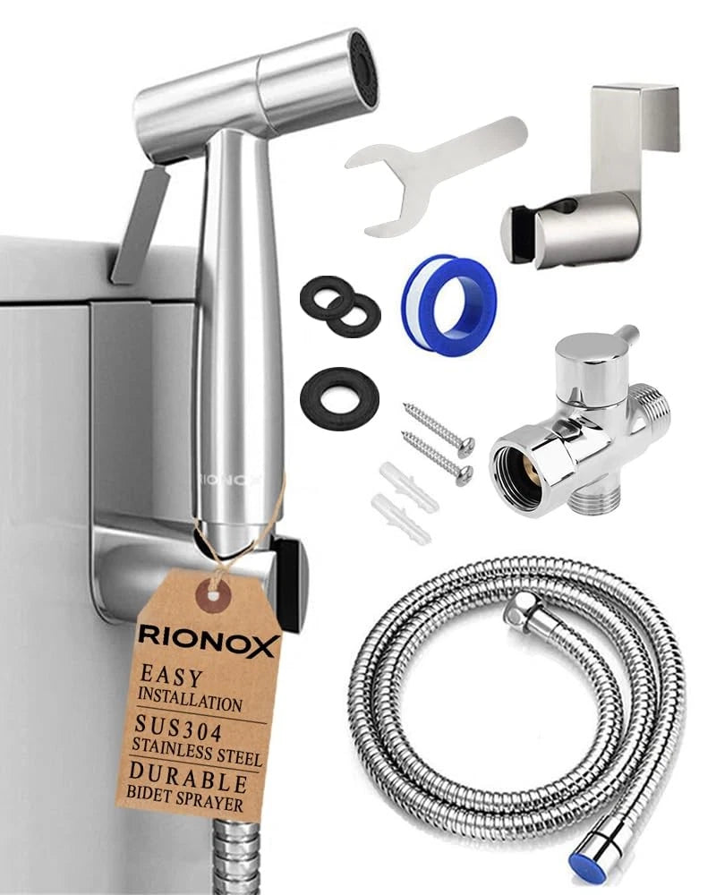 Handheld Bidet Sprayer for Toilet - Adjustable Water Pressure Brushed Nickel
