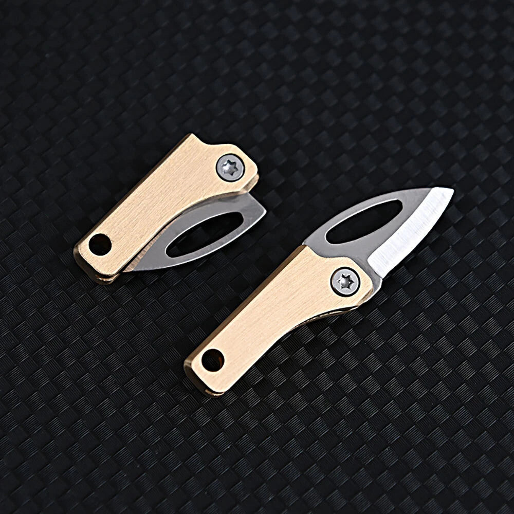 Mini EDC Tool Brass Finger Knife Blade Key Chain Pendant