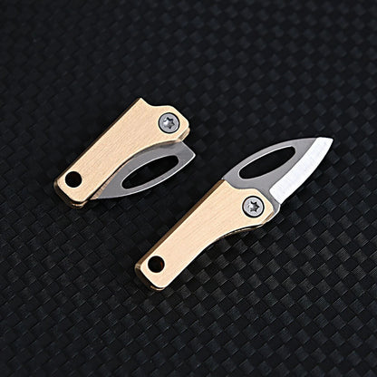 Mini EDC Tool Brass Finger Knife Blade Key Chain Pendant