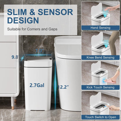 2X 2.7 Gal Bathroom Trash Can with Lid for Vanpopubs