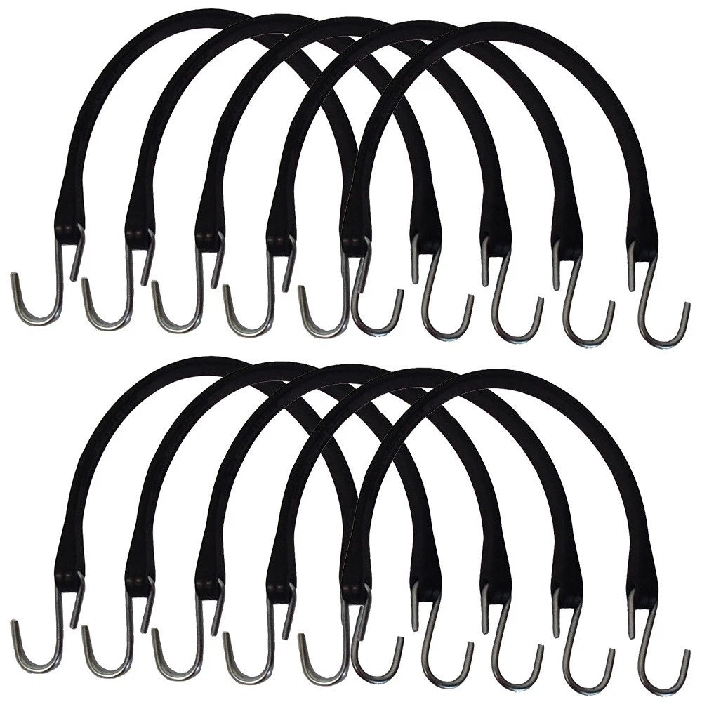 Set of 10 15" HD Rubber Tarp Straps for Flatbed Truck Tie-Downs