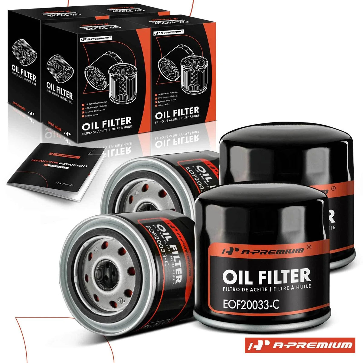 Set of 4 Engine Oil Filters for Silverado 4500 HD, Ram 1500 (2011–2023)
