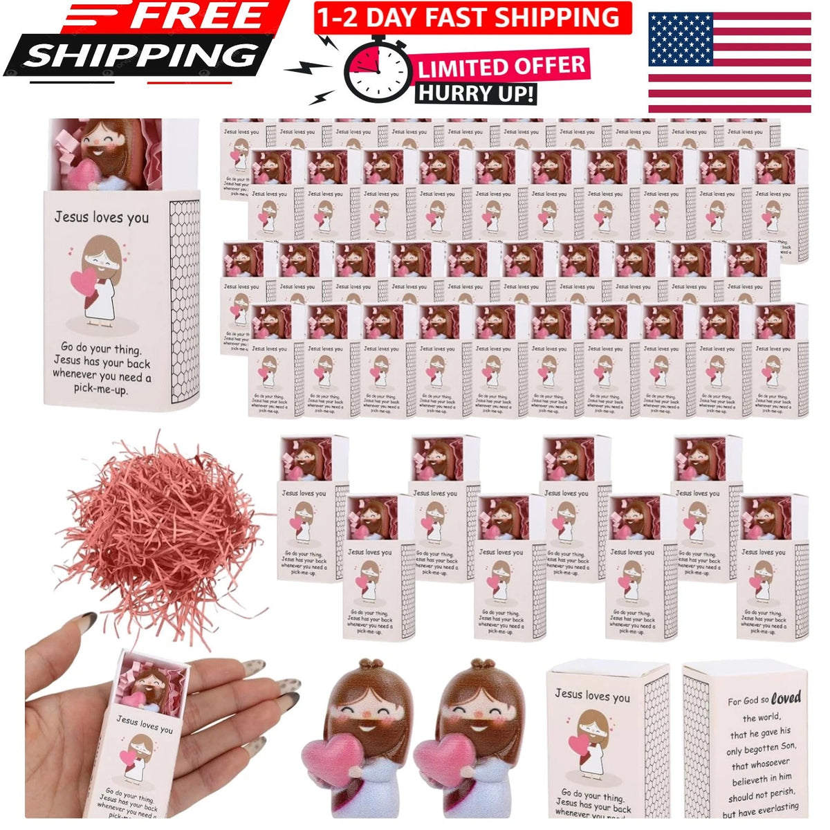 Set of 4 Mini Jesus Figurines for Easter Basket Stuffers