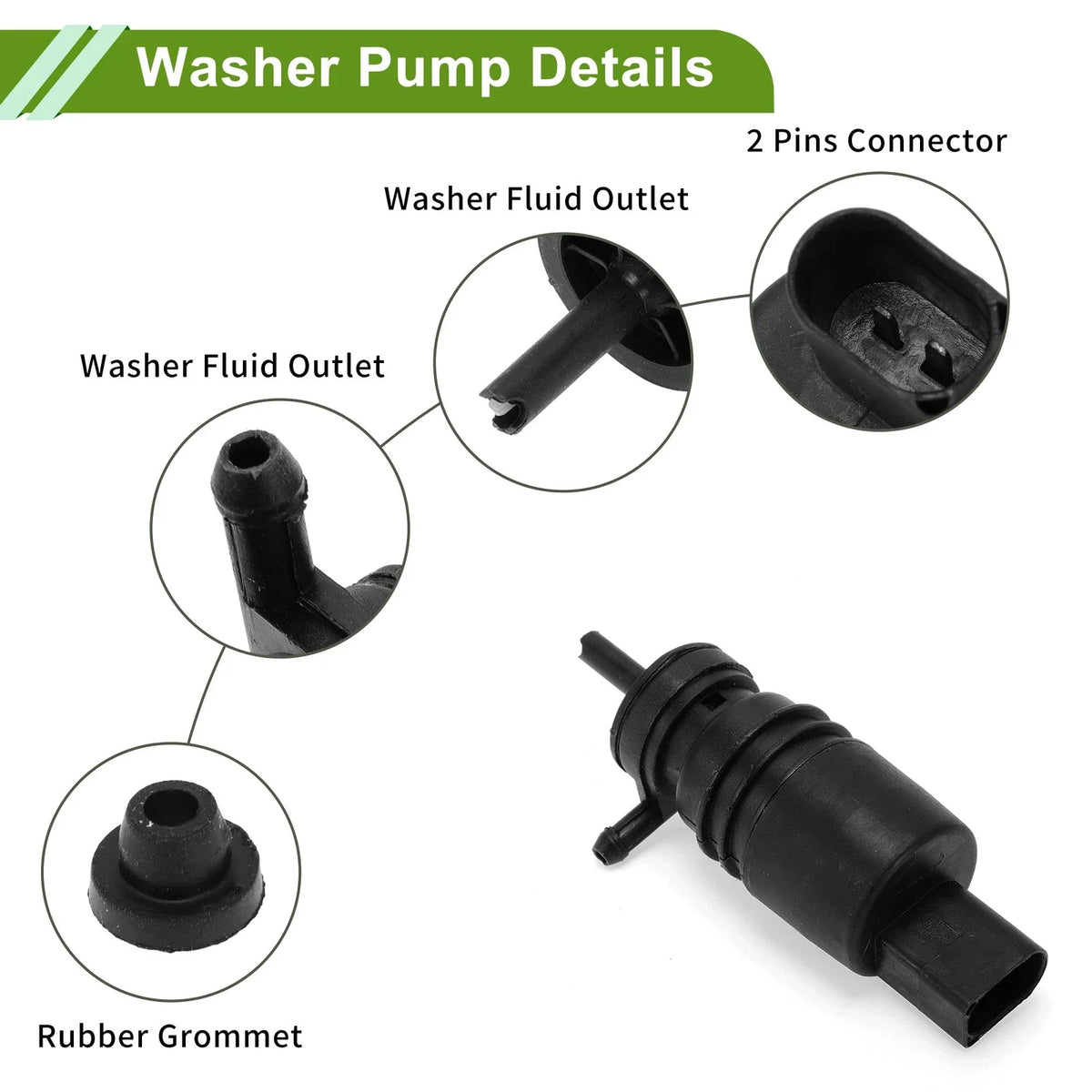 Windshield Washer Pump w/Grommet for BMW 228i (2014–2016) No. 67127298309