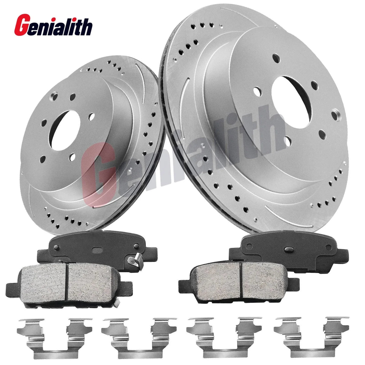 Set of 2 Rear Drilled Slotted Brake Rotors & Pads for Infiniti Q60 (2009–2010)