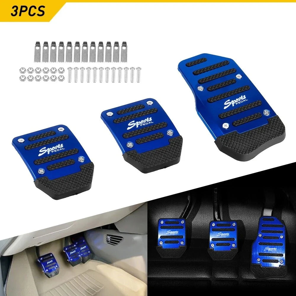 Set of 2 Non-Slip Manual Gas Brake Pedal Foot Pad Covers - Blue