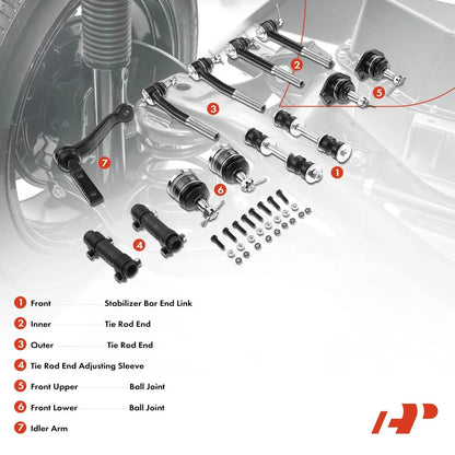Set of 13 Front Ball Joints Sway Bar Links Tie Rod Ends for Chevy Buick Cadillac