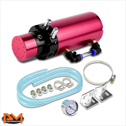 Aluminum Engine Oil Catch Reservoir Breather Tank with PSI Gauge for