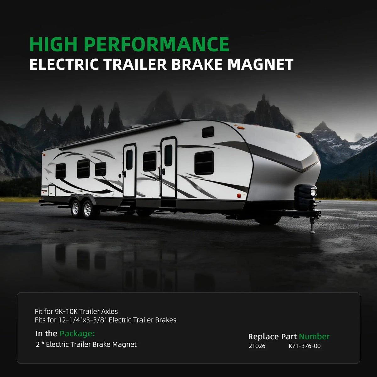 Set of 2 Electric Trailer Brake Magnets for 9K-10K Trailers (12-1/4"x3-3/8")