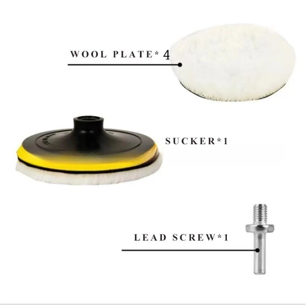 6Pcs 6 Inch Wool Polishing Buffing Pad with M14 Drill Adapter