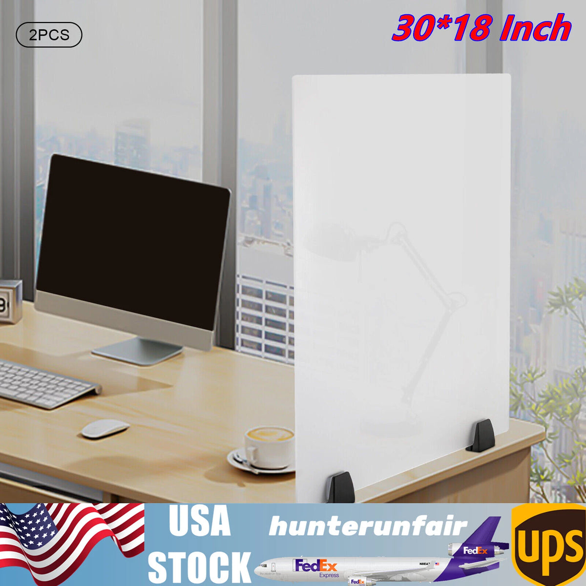 30 x 18 in Clamp-on Desk Privacy Panels for Office Partitions