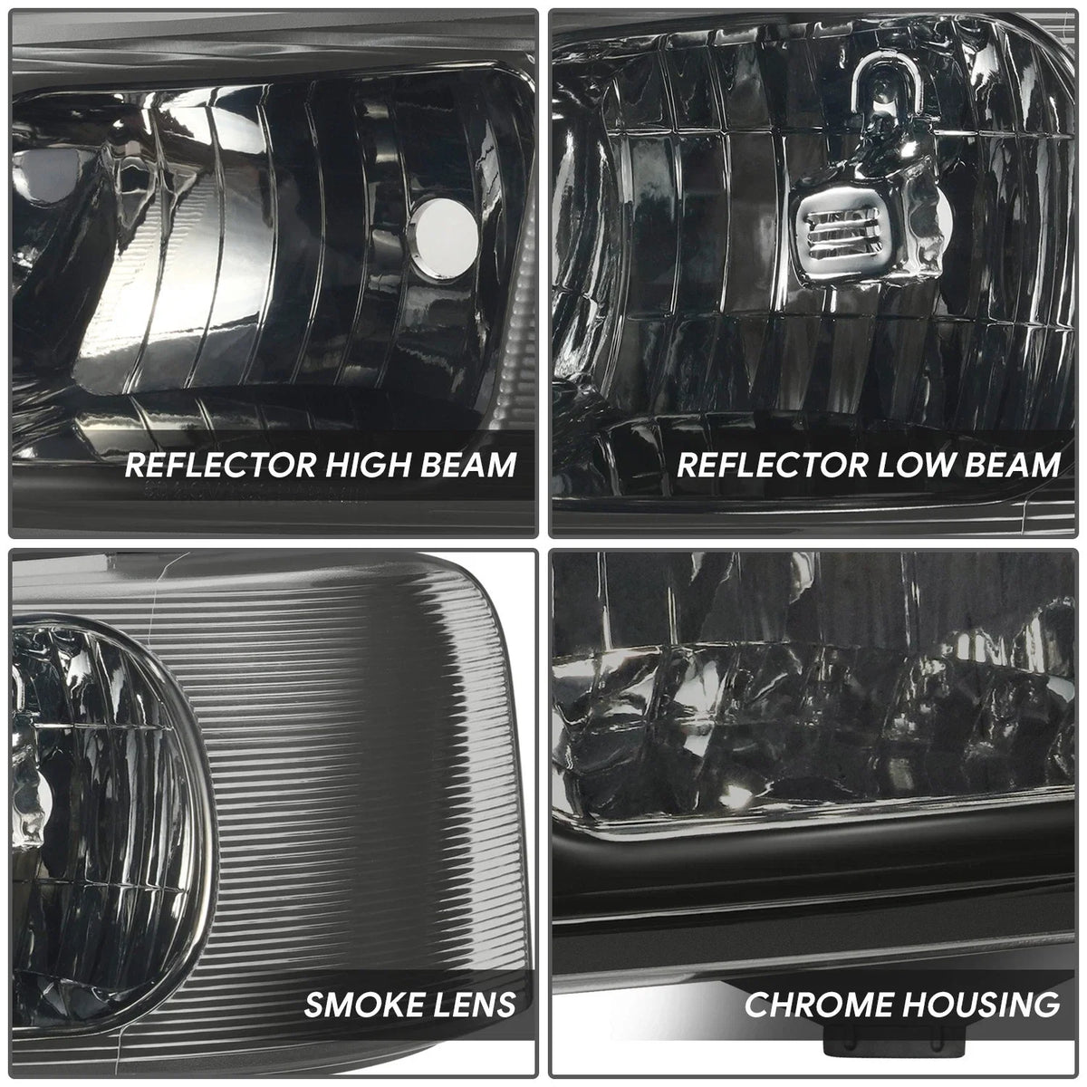 Headlights Chrome with Signal Bumper Lamps for Express Savana 1500 2500 3500 (2003–2022)