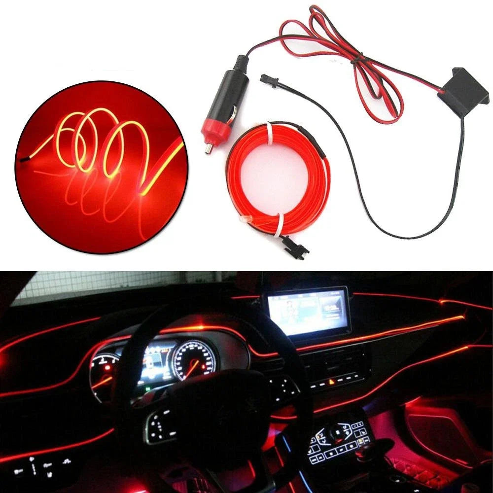 5M LED Red Interior Atmosphere Strip Light for Universal Vehicles