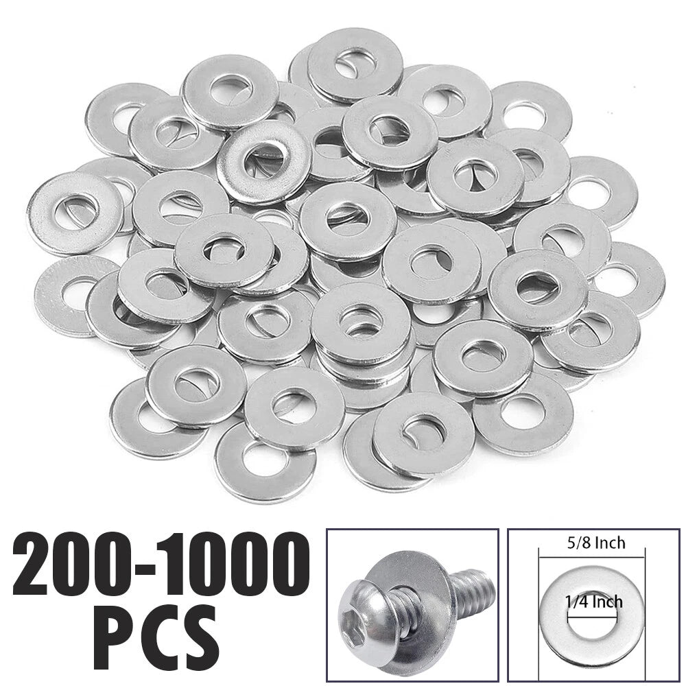 Set of 10 Stainless Steel Flat Washers for Marine Applications (200-1000)