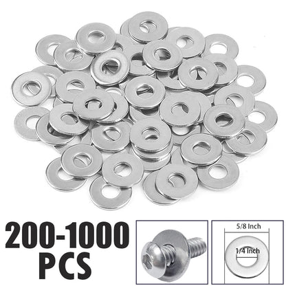 Set of 10 Stainless Steel Flat Washers for Marine Applications (200-1000)