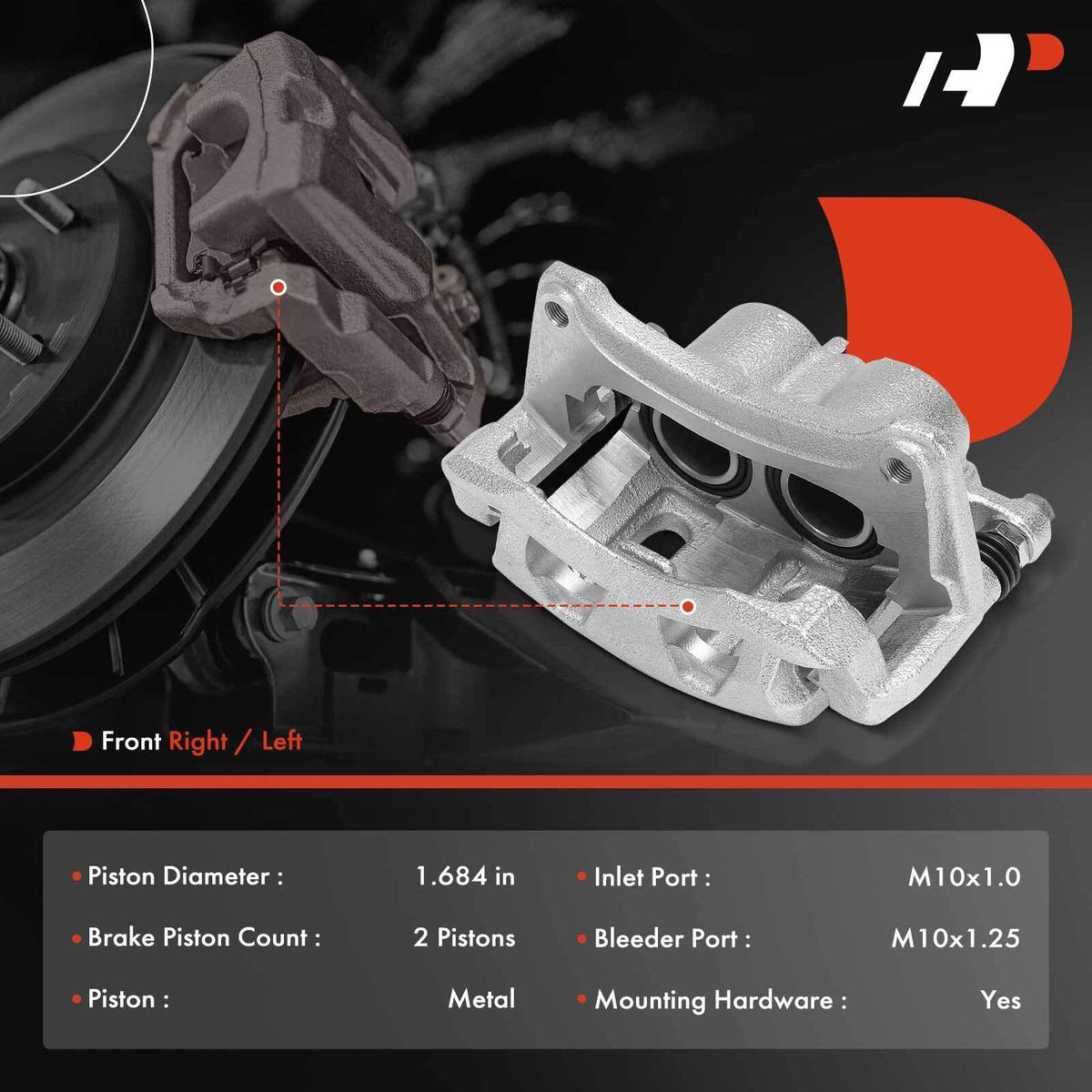 Front Passenger Brake Caliper w/ Bracket for Subaru Legacy (2016–2019) 26292AL02A, 19-B7392, 19B7392