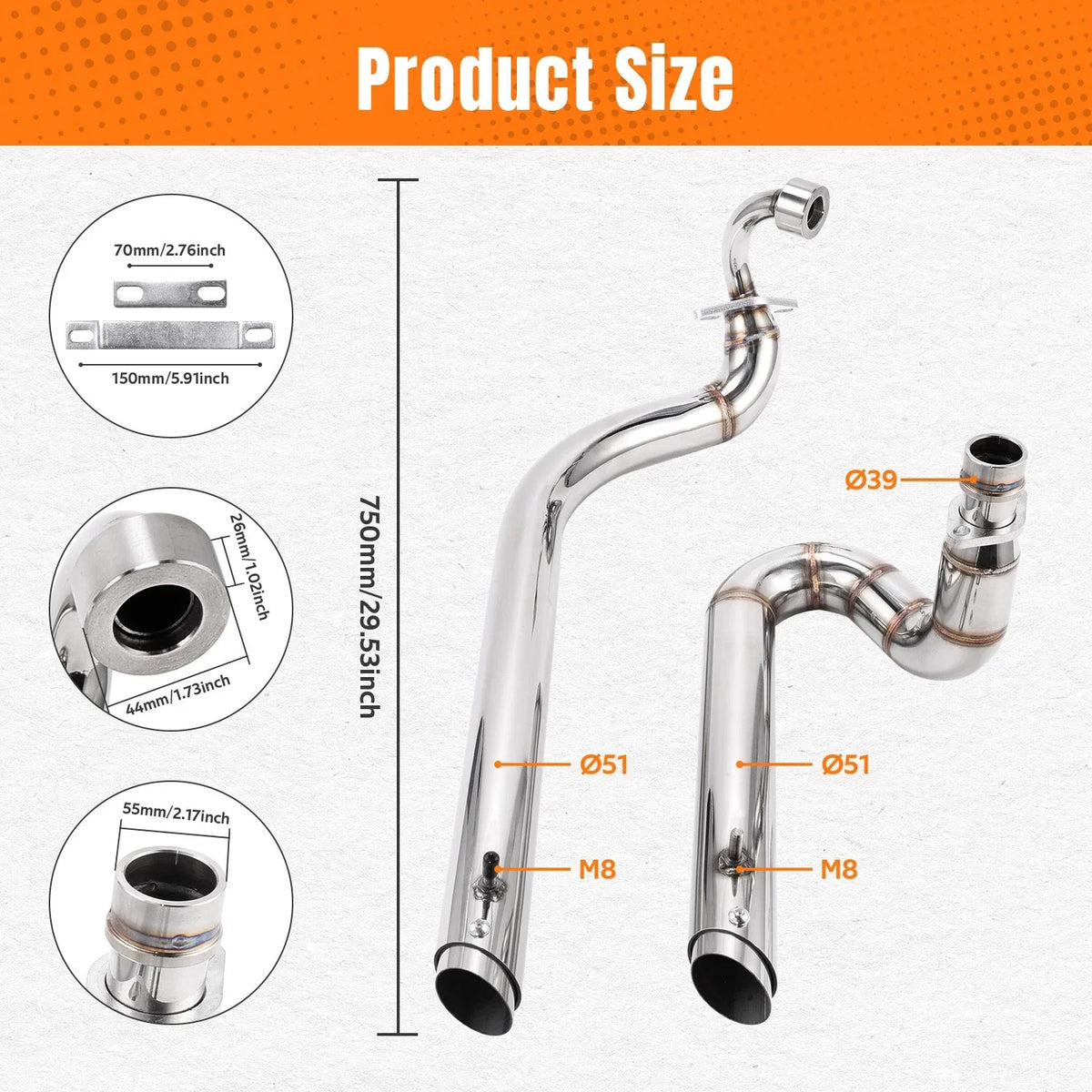 Shortshots Staggered Exhaust Pipes for Yamaha V Star 650 (2000–2017)
