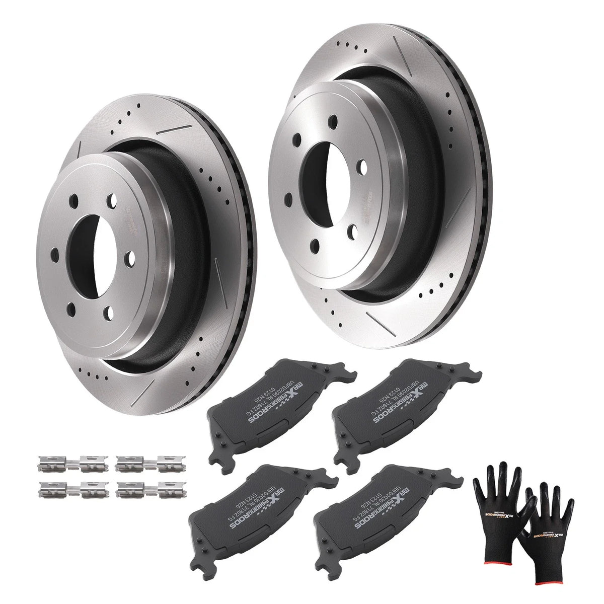 Set of 4 Rear Brake Rotors and Pads for Ford F-150 (2012–2020) S-5418 D1602