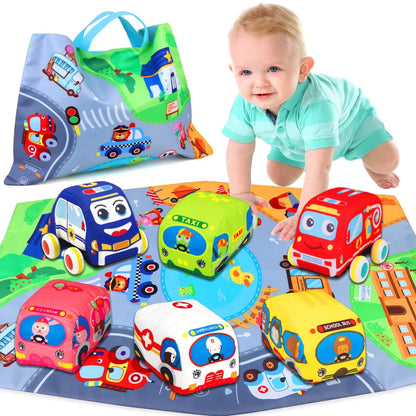 Soft Car Toys for 1 Year Old with Playmat (6 to 12 Months)