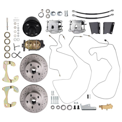 Brake Disc Conversion Kit for Chevy Bel Air/Biscayne/Brookwood (1959–1964) H8TR9E, 7" Brake Booster & Master Cylinder Assembly, Front Brake Hard Lines