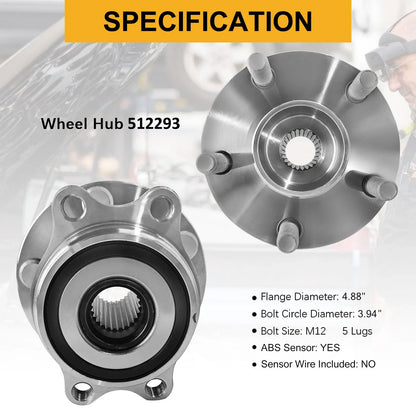 Pair Rear Wheel Bearing Hub Assembly 512293 for Subaru Outback (2005–2009)