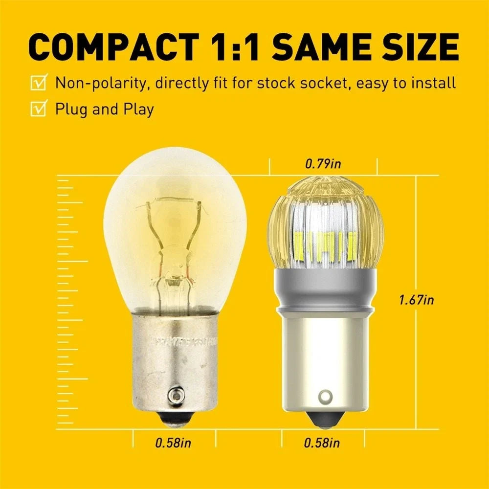 2X 1156 White LED Turn Signal Bulbs for Canbus Backup Lamp