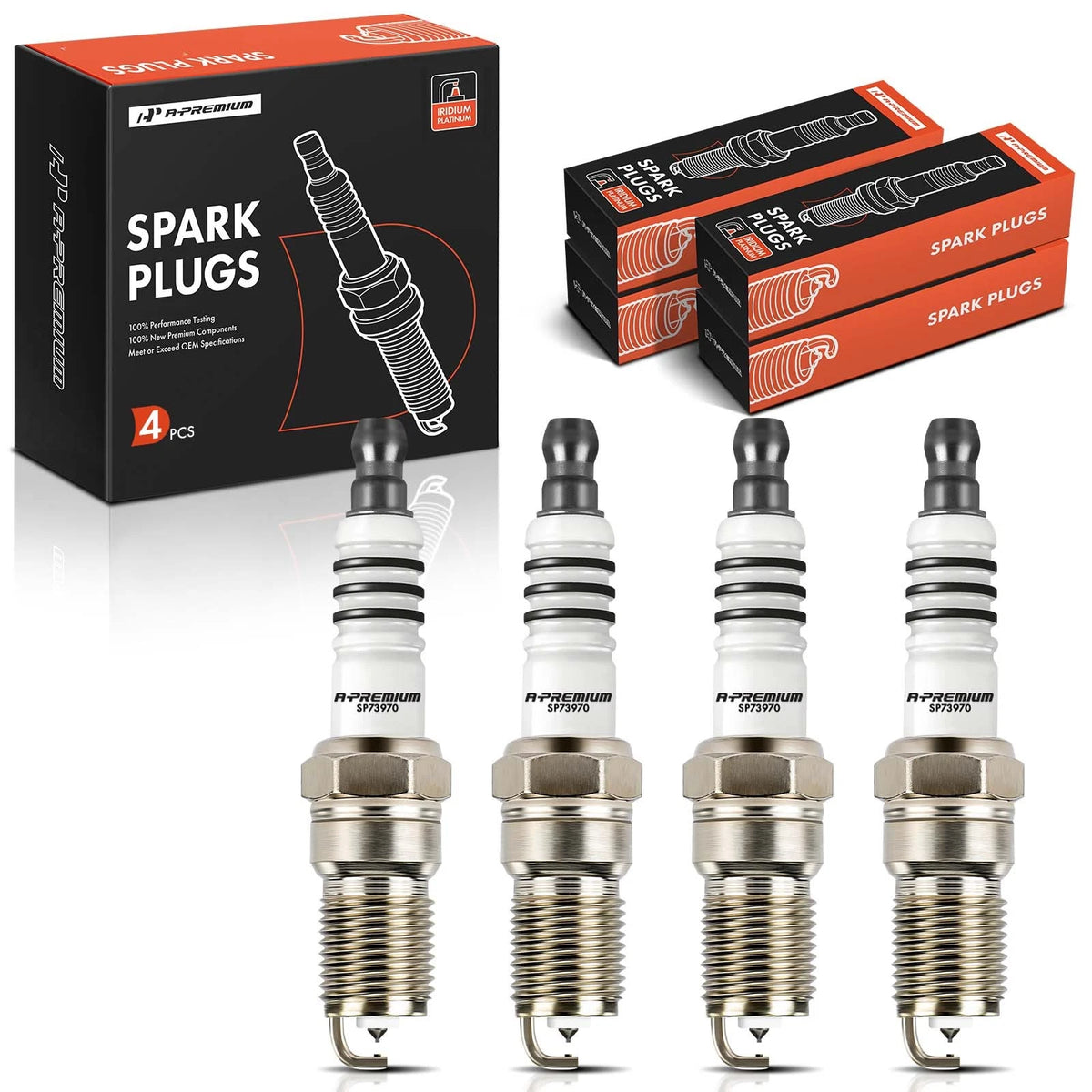Set of 4 Iridium Platinum Spark Plugs for Ford Taurus Ranger (1983–1991) PTR5D10, IZTR5B11, 7397