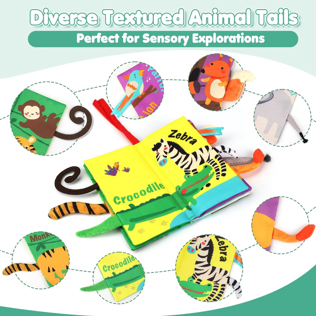 Touch and Feel Crinkle Cloth Book for Baby (Medium, Multicolor)