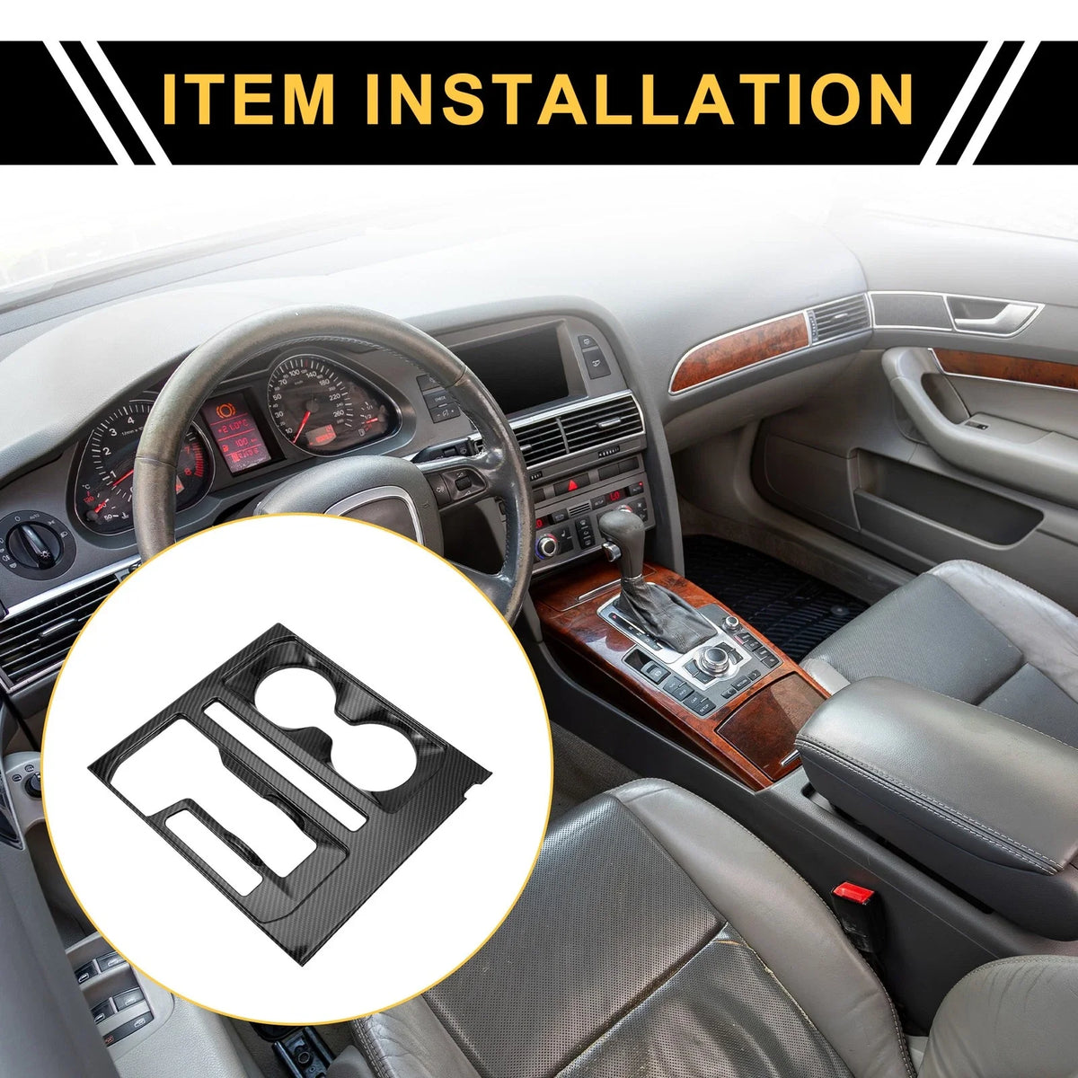 Gear Shift Panel Cover Trim for Ford F-150 (2021–2024) Carbon Fiber Pattern 1 Pc