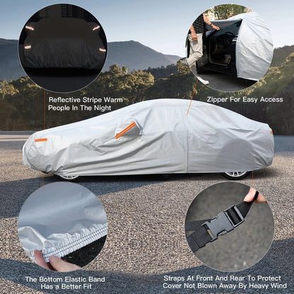 6 Layers Car Cover for Sedan (186" to 193") - Aluminum-Silver